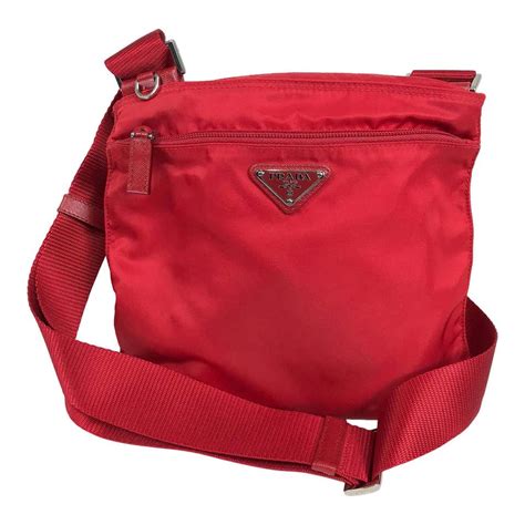 red prada nylon small bag two pockets|Prada mini nylon shoulder bag.